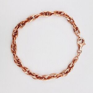 Ross Simons 14kt Rose‎ Gold Bracelet Double Oval Link 7 in Byzantine Chain